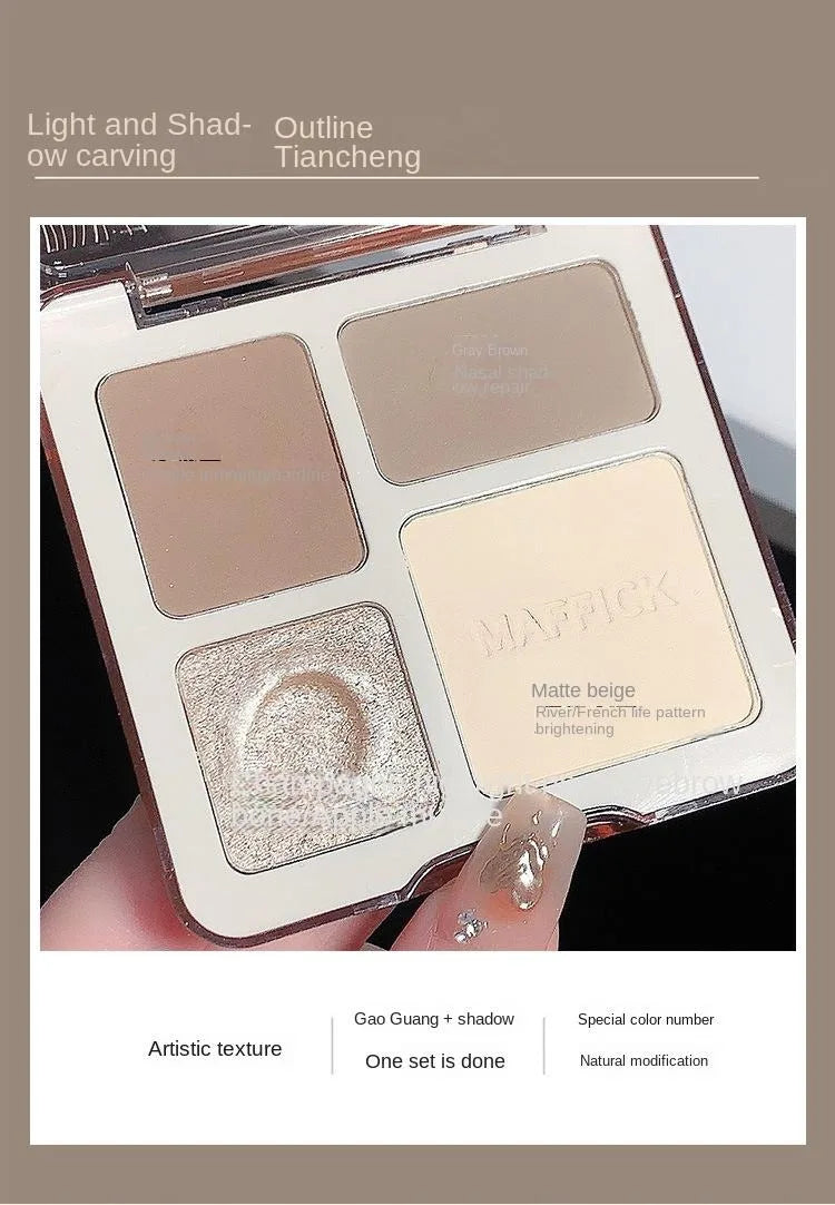 Oil control matte makeup four color palette waterproof contouring palette for students at a low price