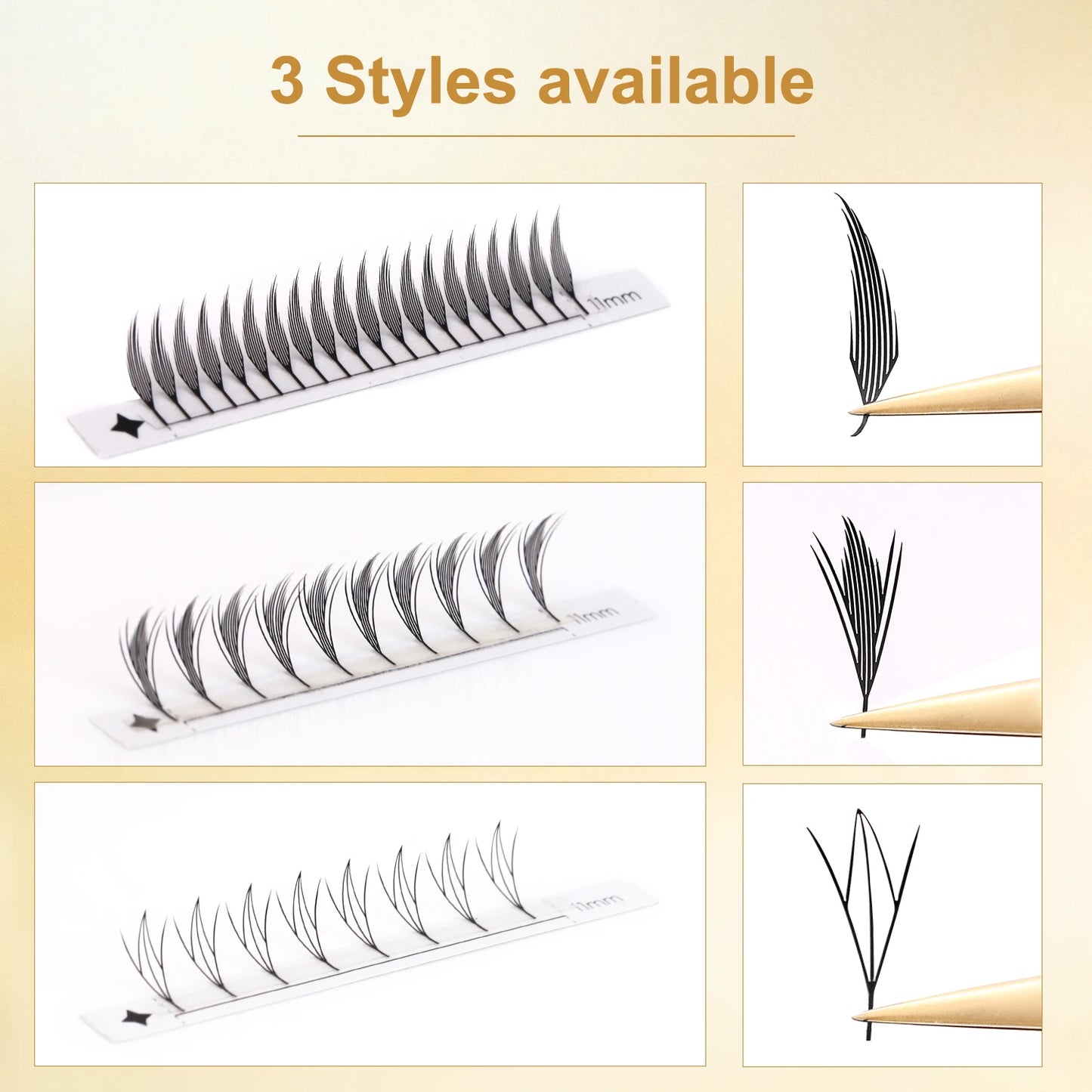 New Tinsel premade Fans Eyelash Extension Holographic Anime Tower Tips Pro Made Eyelash Comic Feather Super Soft Flase Eyelashes