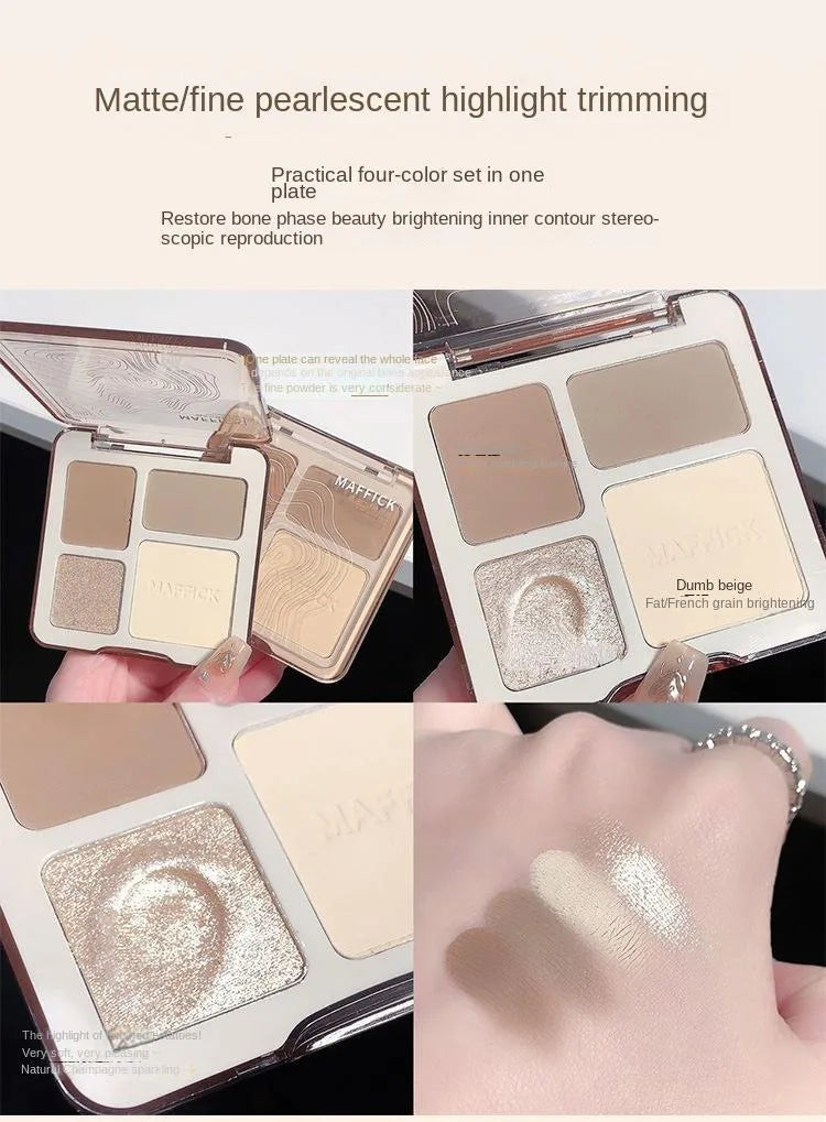 Oil control matte makeup four color palette waterproof contouring palette for students at a low price