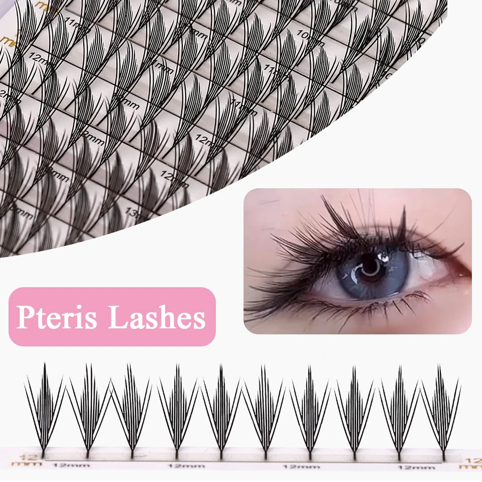 New Tinsel premade Fans Eyelash Extension Holographic Anime Tower Tips Pro Made Eyelash Comic Feather Super Soft Flase Eyelashes
