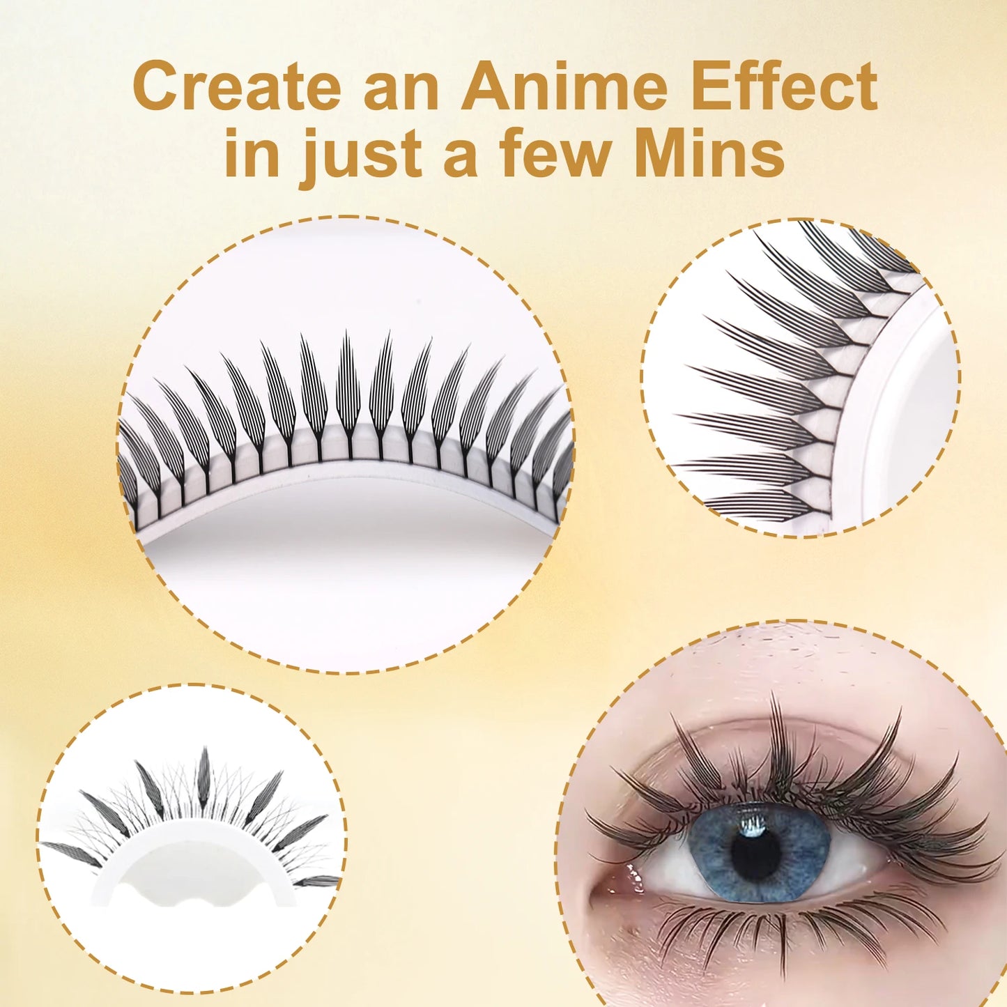 New Tinsel premade Fans Eyelash Extension Holographic Anime Tower Tips Pro Made Eyelash Comic Feather Super Soft Flase Eyelashes