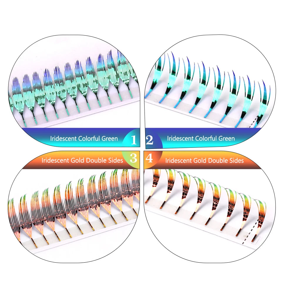 New Tinsel premade Fans Eyelash Extension Holographic Anime Tower Tips Pro Made Eyelash Comic Feather Super Soft Flase Eyelashes