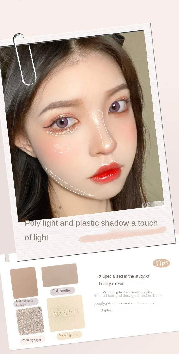 Oil control matte makeup four color palette waterproof contouring palette for students at a low price