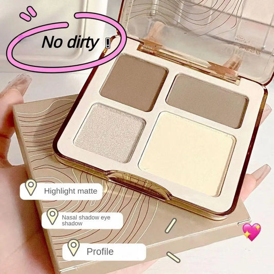 Oil control matte makeup four color palette waterproof contouring palette for students at a low price