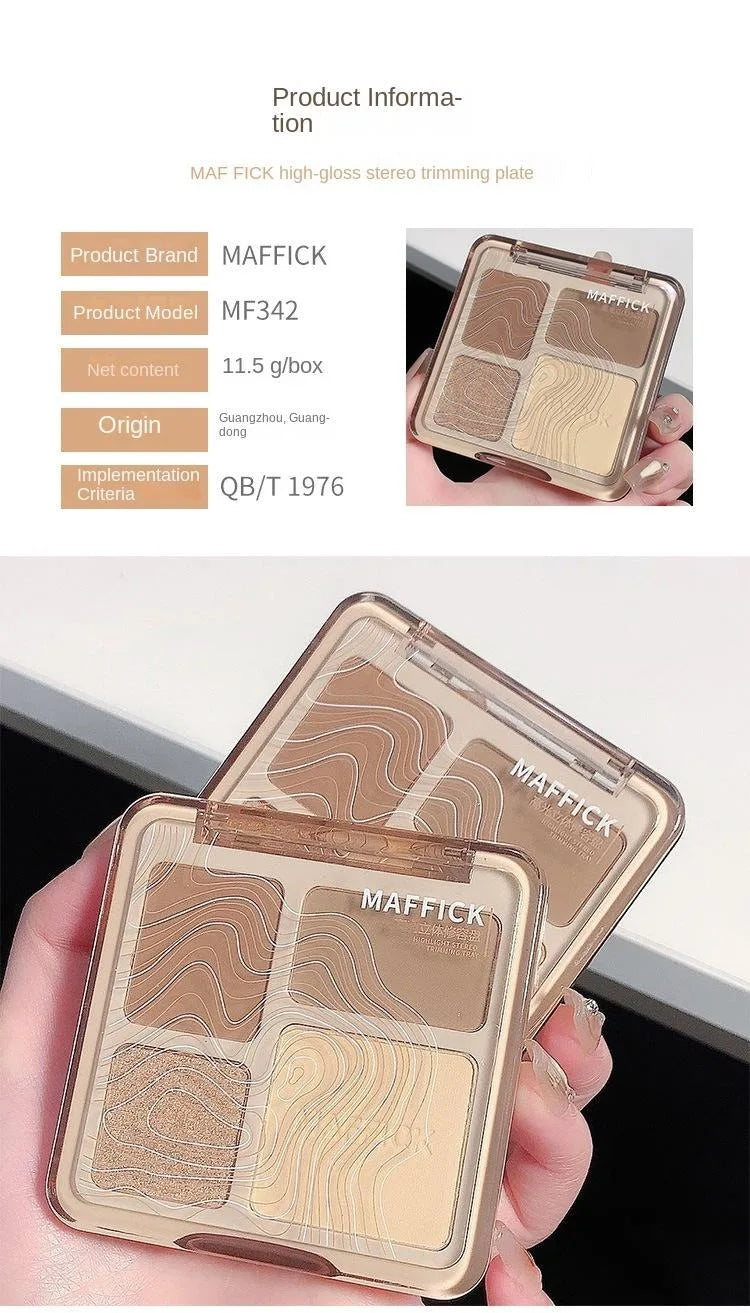 Oil control matte makeup four color palette waterproof contouring palette for students at a low price