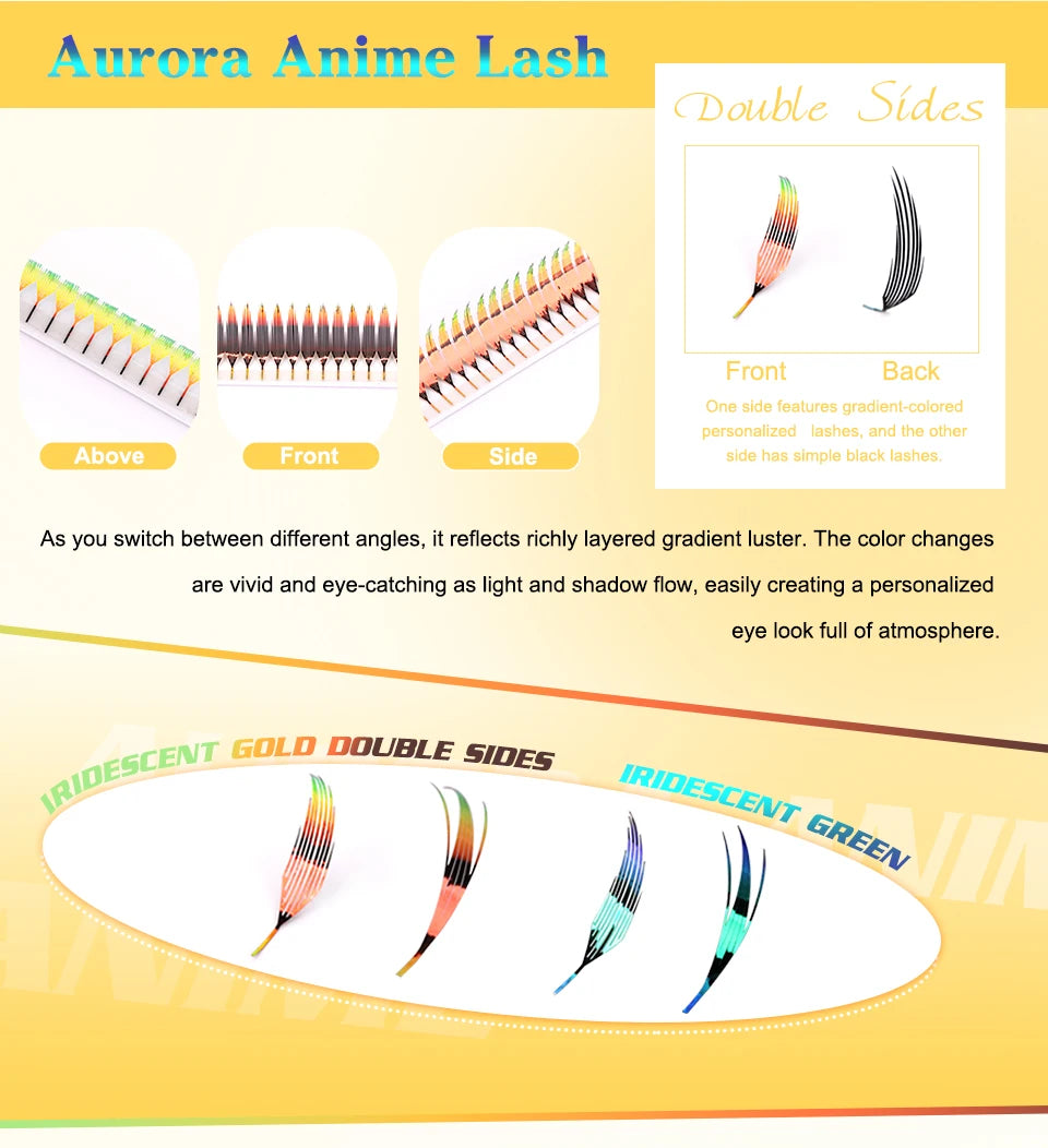 New Tinsel premade Fans Eyelash Extension Holographic Anime Tower Tips Pro Made Eyelash Comic Feather Super Soft Flase Eyelashes