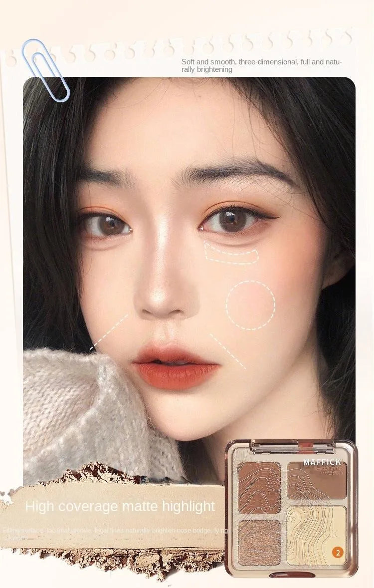Oil control matte makeup four color palette waterproof contouring palette for students at a low price