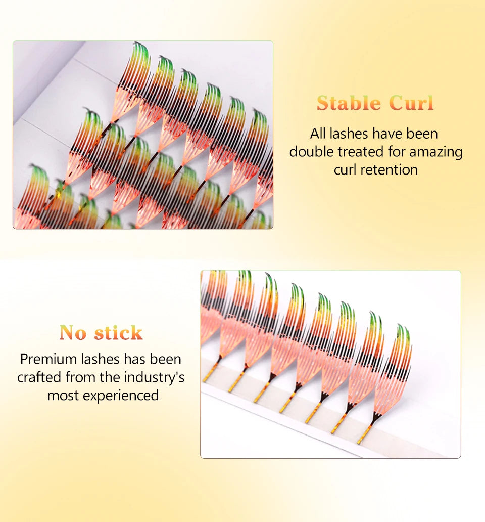 New Tinsel premade Fans Eyelash Extension Holographic Anime Tower Tips Pro Made Eyelash Comic Feather Super Soft Flase Eyelashes