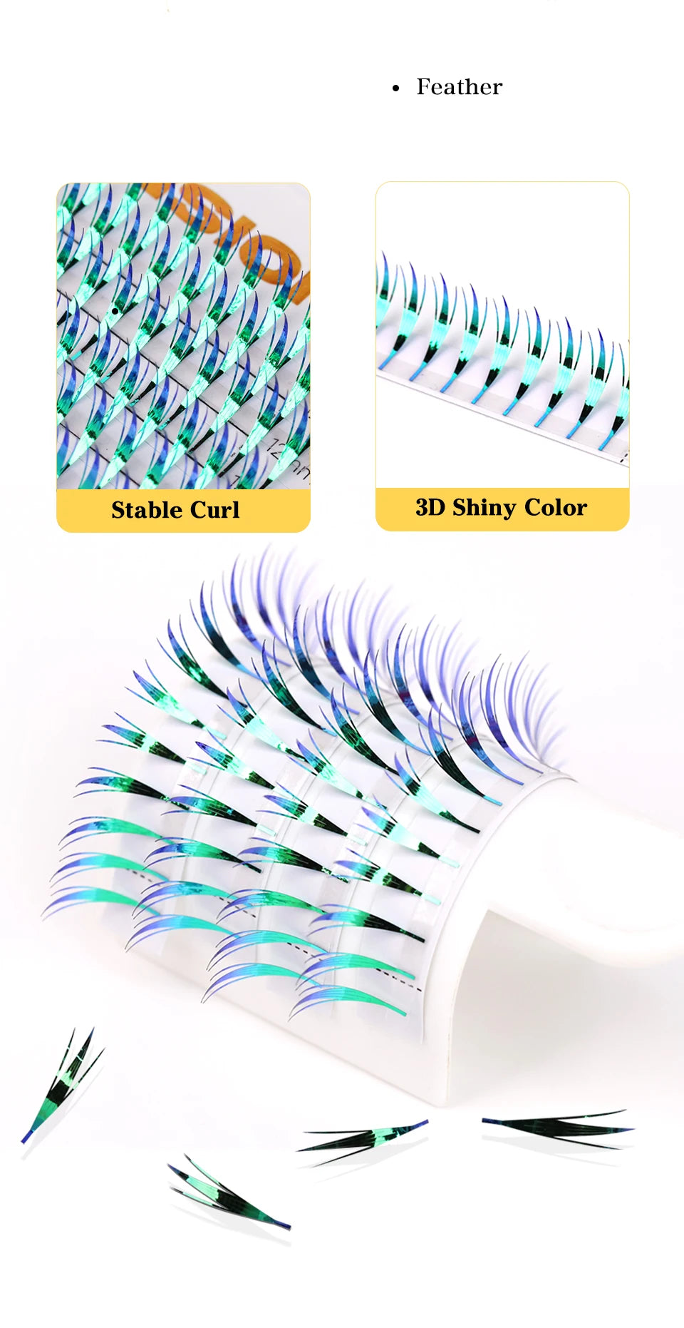 New Tinsel premade Fans Eyelash Extension Holographic Anime Tower Tips Pro Made Eyelash Comic Feather Super Soft Flase Eyelashes