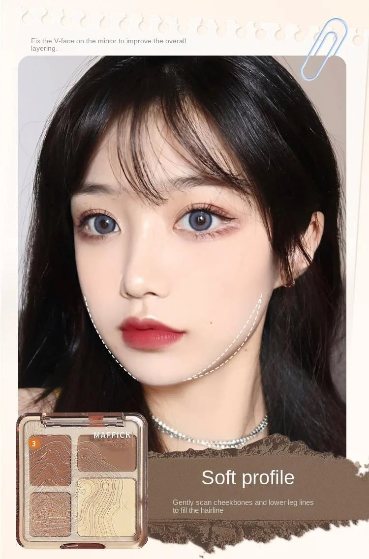 Oil control matte makeup four color palette waterproof contouring palette for students at a low price