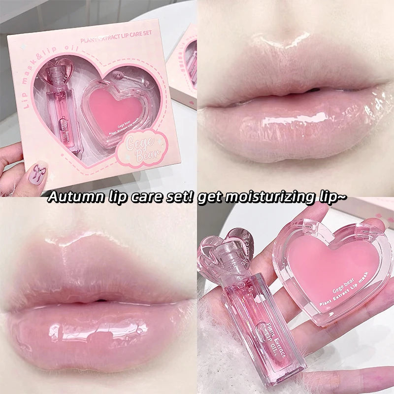Gege Bear plant Extract Lip Balm Set Moisturizing Lip Balm Lip Gloss Set Moisturizing Colorless Moisturizing