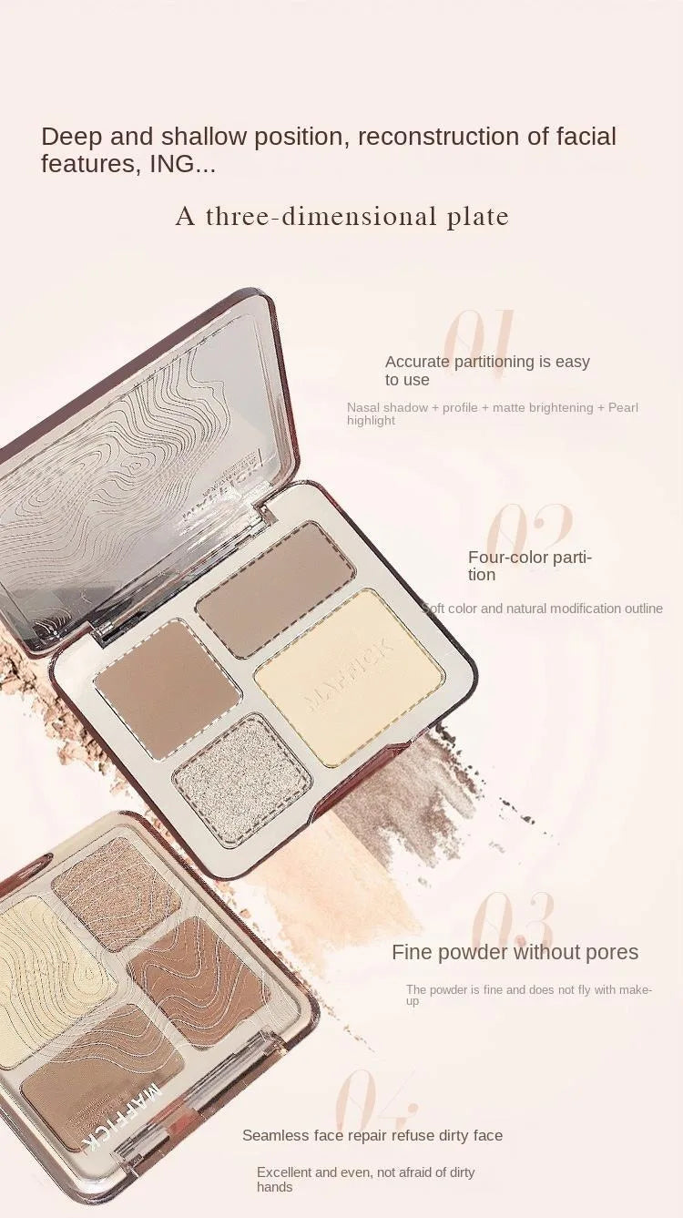 Oil control matte makeup four color palette waterproof contouring palette for students at a low price