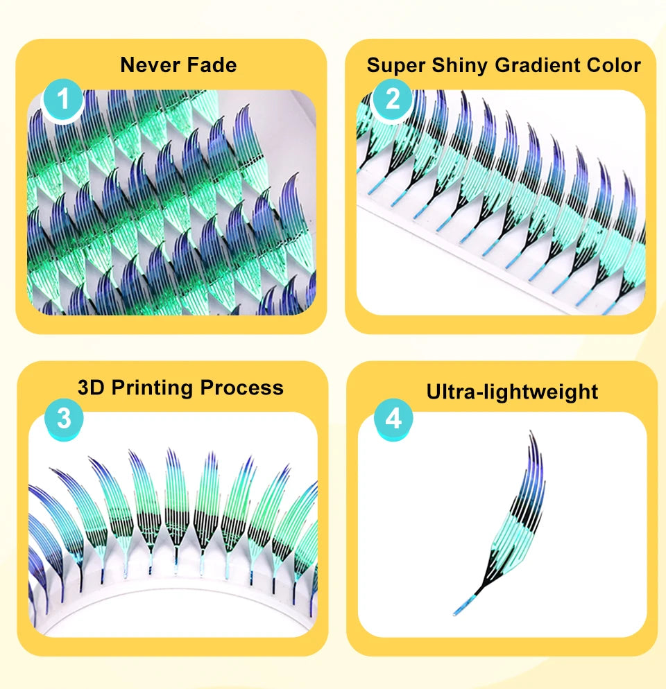 New Tinsel premade Fans Eyelash Extension Holographic Anime Tower Tips Pro Made Eyelash Comic Feather Super Soft Flase Eyelashes