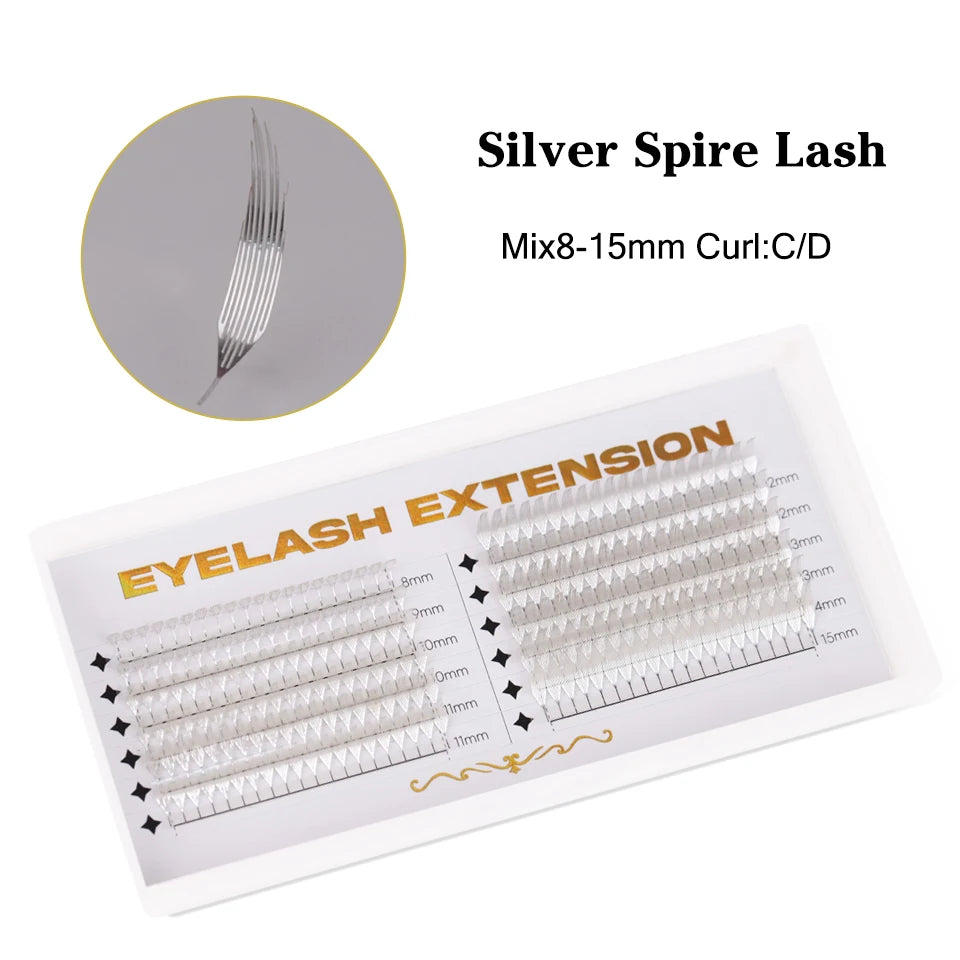 New Tinsel premade Fans Eyelash Extension Holographic Anime Tower Tips Pro Made Eyelash Comic Feather Super Soft Flase Eyelashes